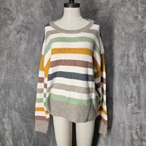 BIBI Striped Sweater Womens XL Pullover Knitwear Acrylic Blend Multicolor Preppy